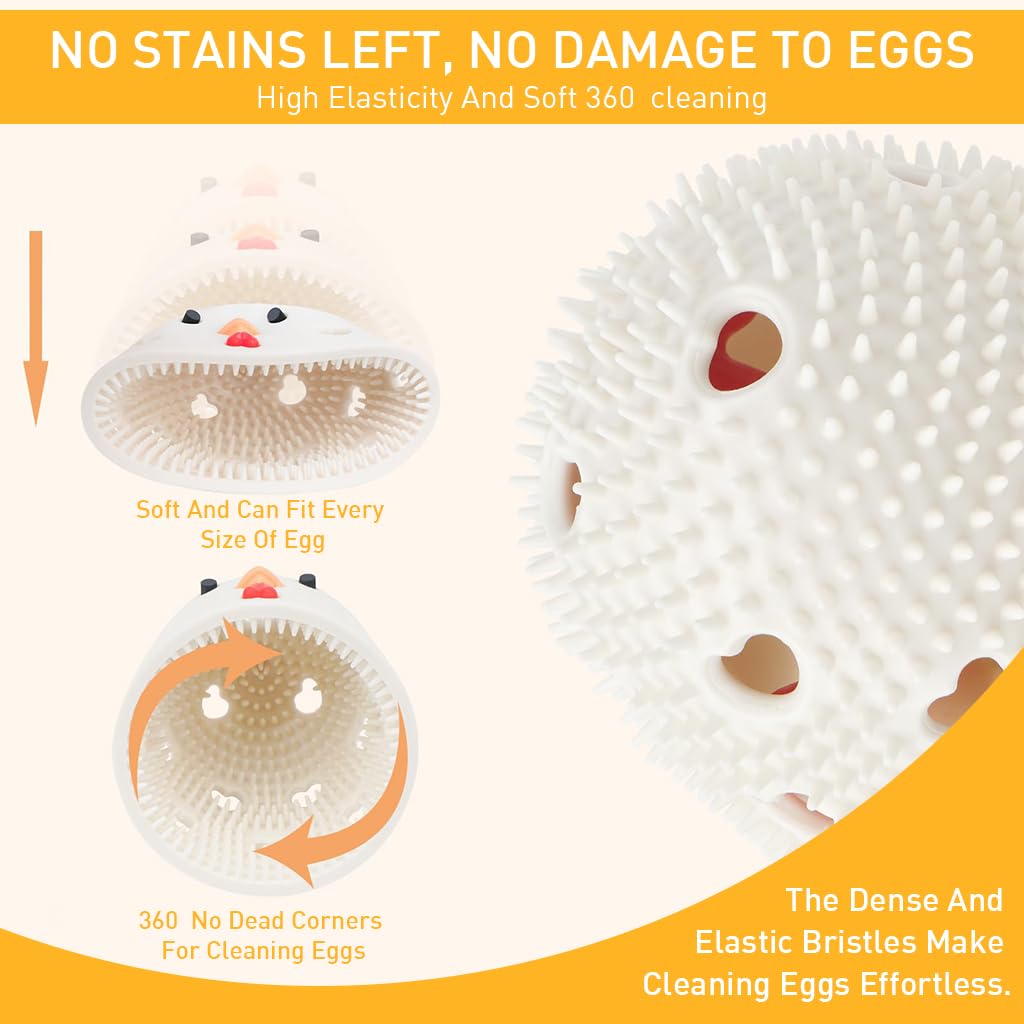 HASTHIP Silicone Egg Brush Cleaner for Fresh Eggs with 2.24 in Cap Design and Soft Bristles