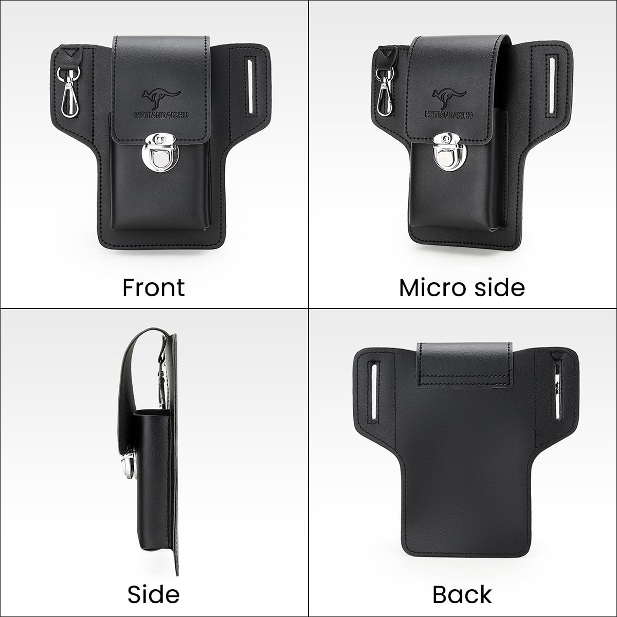 ZORBES Leather Holster for Belt with 6.57×4.13×0.7 in Phone Slot and Key Loop | PU Leather Case