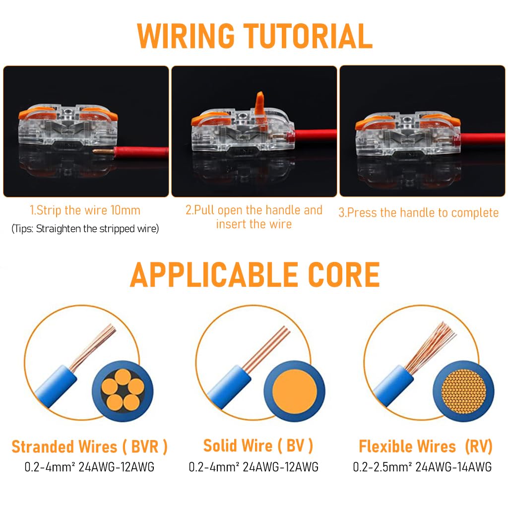 Serplex Wire Connector for DIY Cable Splicing featuring Lever Terminal | 102PCS 28‑12 AWG