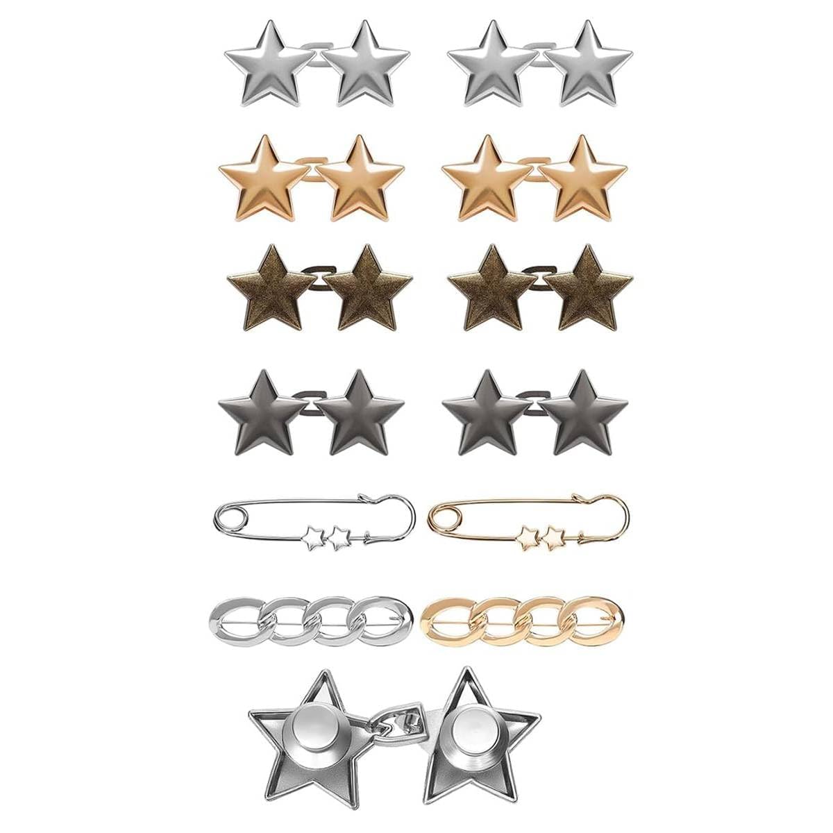 SANNIDHI Jeans Tightening Clips Kit for Instant Waist Adjustment with 12 Metal Pins | Reusable Fit Solution for Women Skirts and Trousers