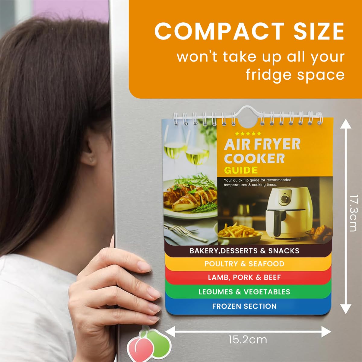 HASTHIP Magnetic Air Fryer Cooking Times Guide for Oven Use with 7x6 in Chart | Color-Coded Recipe Reference