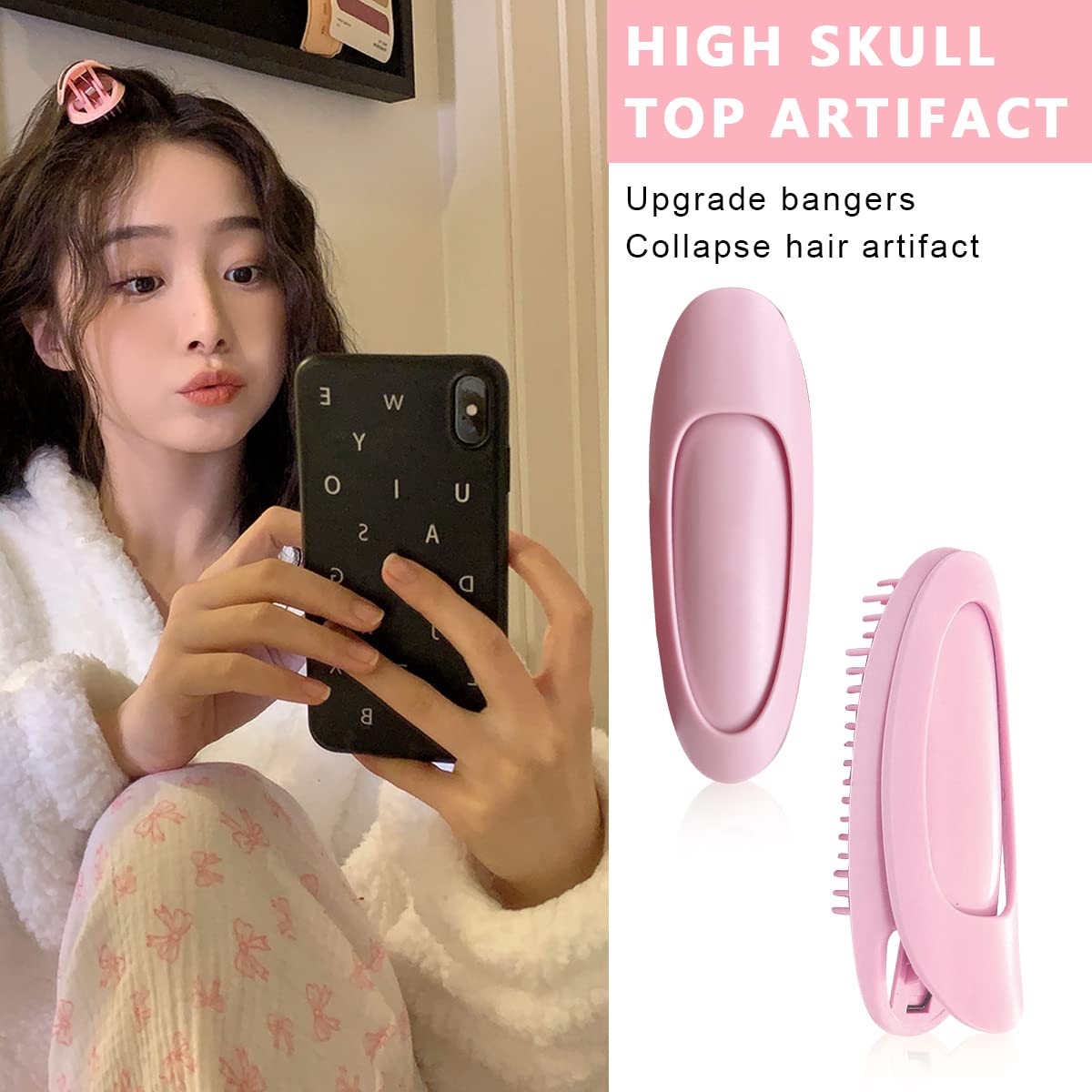 MAYCREATE® 2pcs Hair Volumizing Clip Fluffy Hair Root Clips - Hair Lift Bangs Curlers Clips Self Grip Volume DIY Wave Styling Tool for Long & Short Hair (Pink)