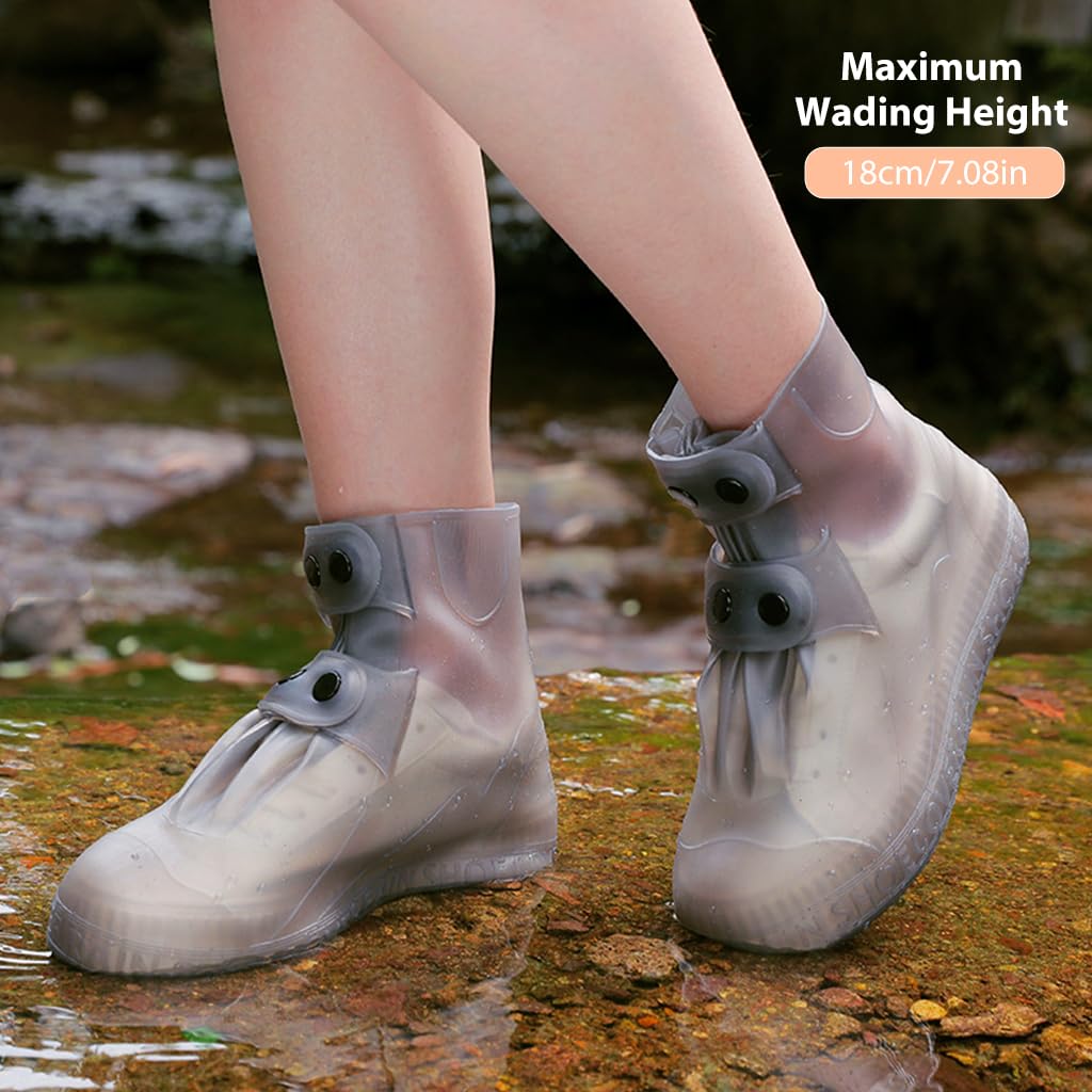 PALAY Silicone Shoe Covers for Rainy Days with Double Snap Closure and TPE Anti Slip Sole | 3 PCS Size 4 5