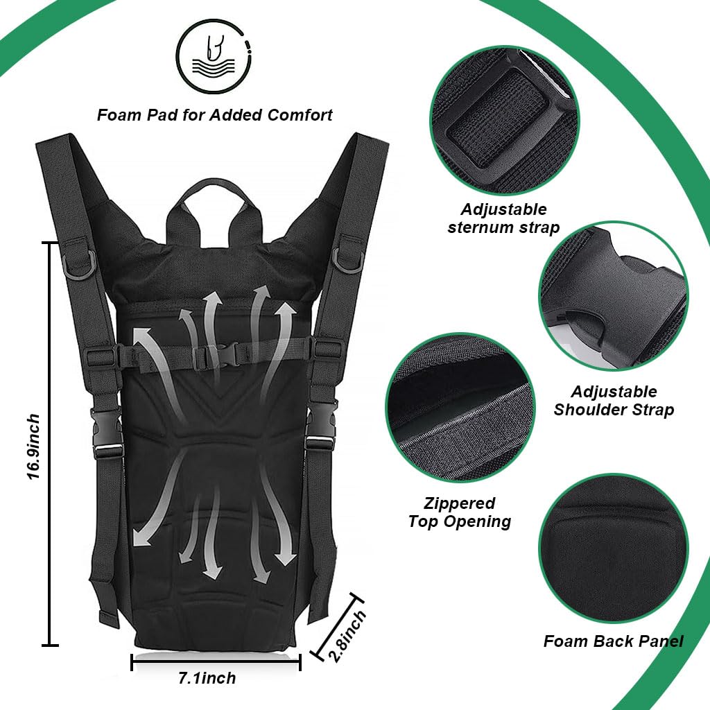 Proberos Hydration Backpack for Hiking and Biking with 3L Bladder featuring Leak Proof Valve and Oxford Nylon Build