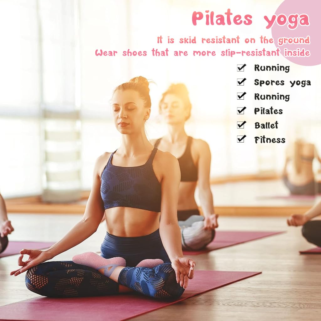 Zibuyu Yoga Socks for Home Workout and Gym featuring Non Slip Straps and Cotton Comfort