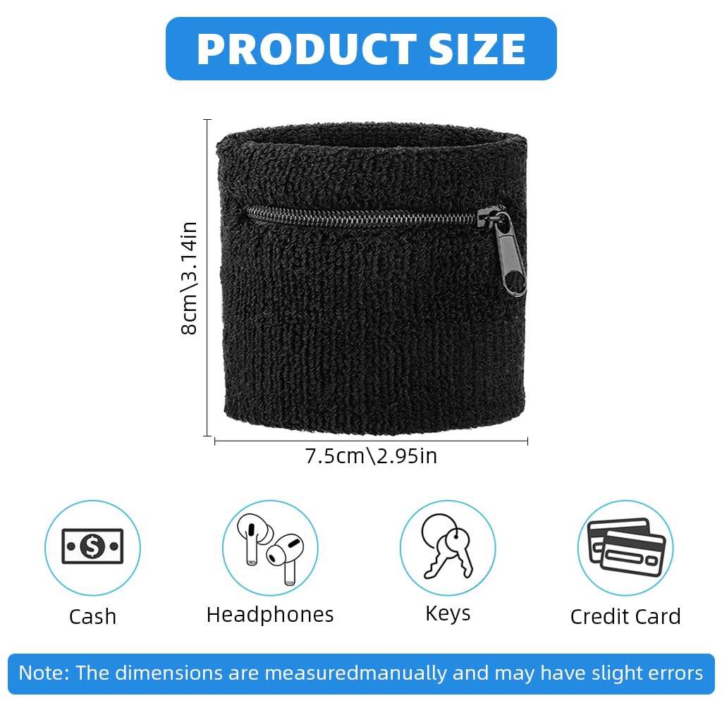 Proberos Running Wrist Band for Workout & Jogging with Zipper Pocket | Stretchy Spandex Unisex Design
