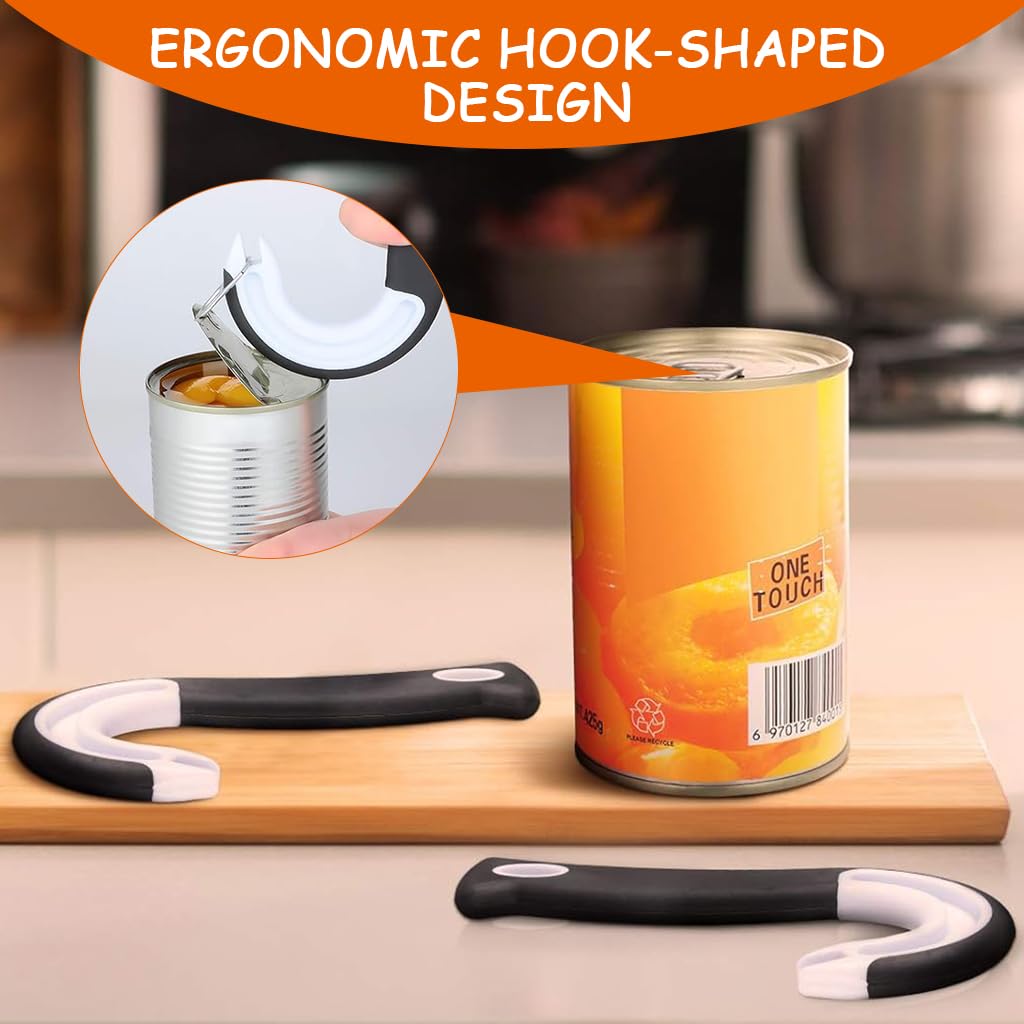 HASTHIP Easy Open Ring Pull Can Opener for Cans and Jars with Ergonomic Hook 15.5×9 cm | Strong Rubber Grip for Seniors and Weak Hands