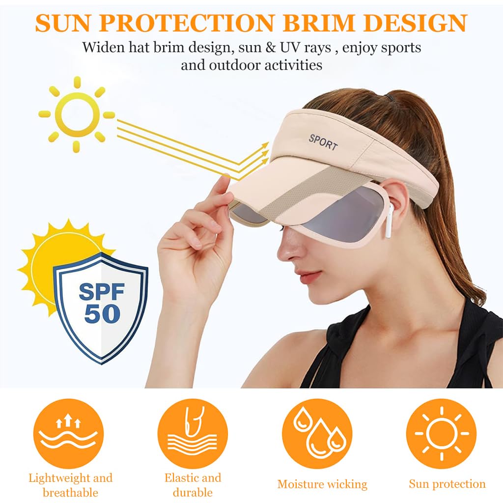 PALAY Womens Sun Visor Hat for Running and Golfing with Extendable Side Brim | Pink 22.8 Inches