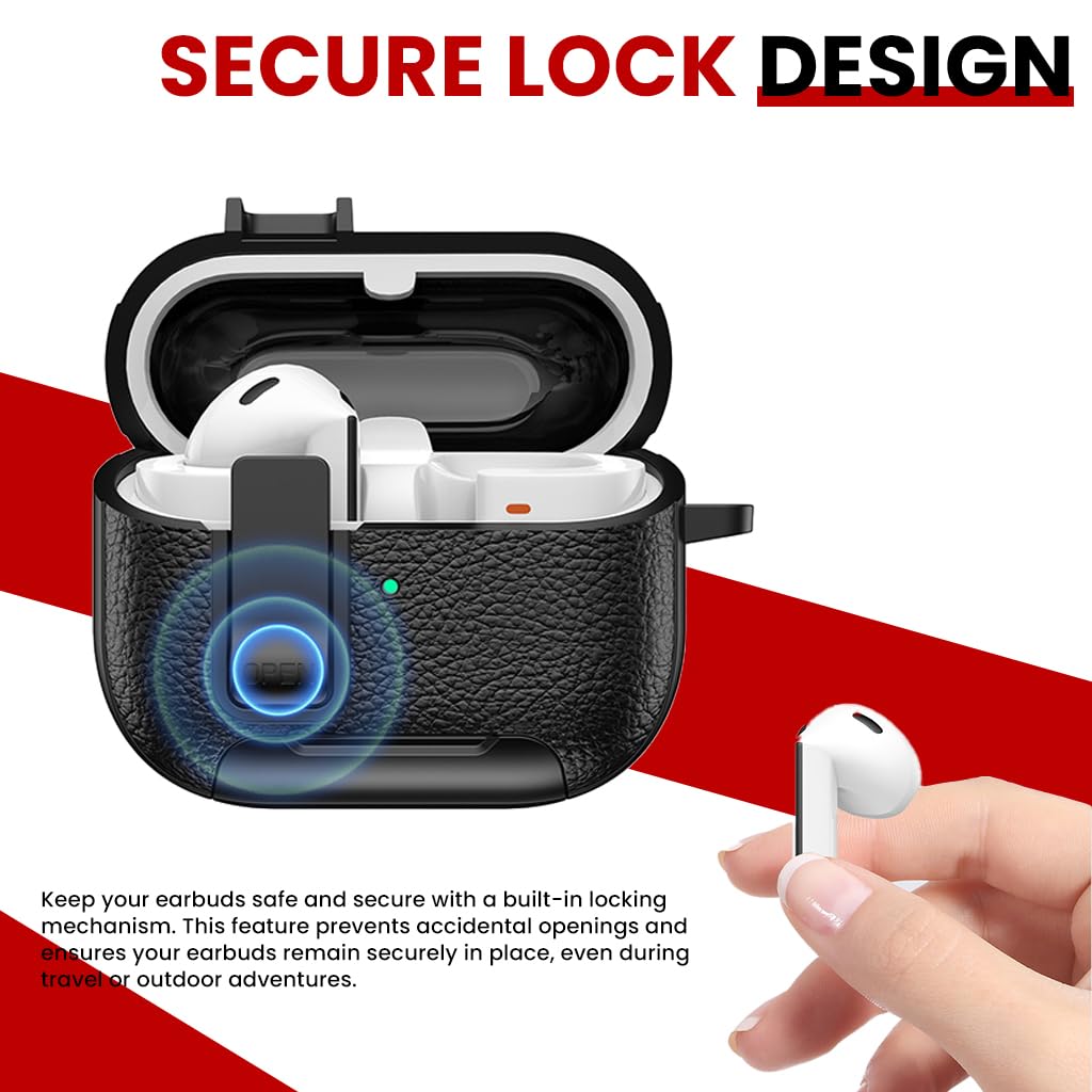 ZORBES Galaxy Buds 3 and 3 Pro Case Cover with Lock and Flip‑Up Lid | Textured Anti‑Scratch Rubber Protection