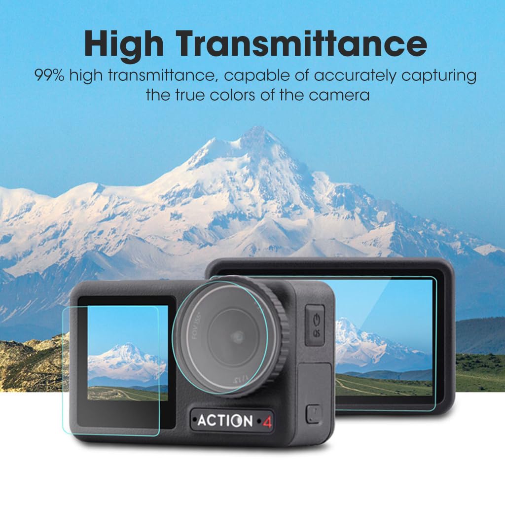 Screen Protector for DJI Osmo Action 2 with 9H Tempered Glass and Bubble Free Installation | Set of 6