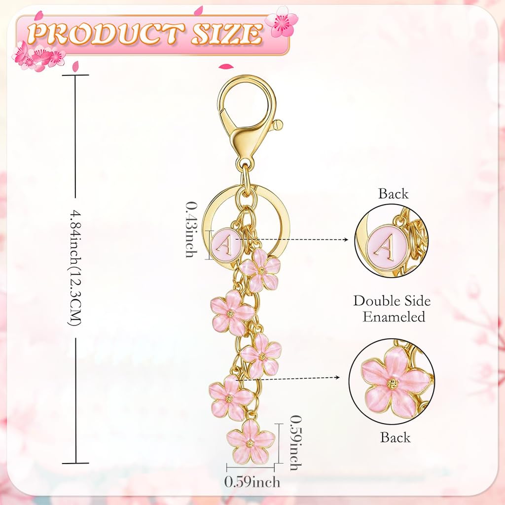 SANNIDHI Keychain for Handbag and Backpack featuring Sakura Flower Charm Metal Design | Cute Gift for Girls