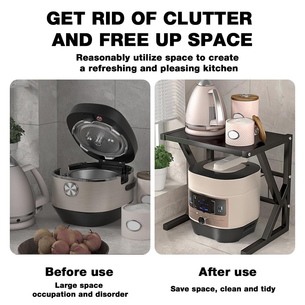 Supvox Kitchen Organizer Rack for Air Fryer Accessories featuring Double Layer Metal Shelf 43x34x44cm