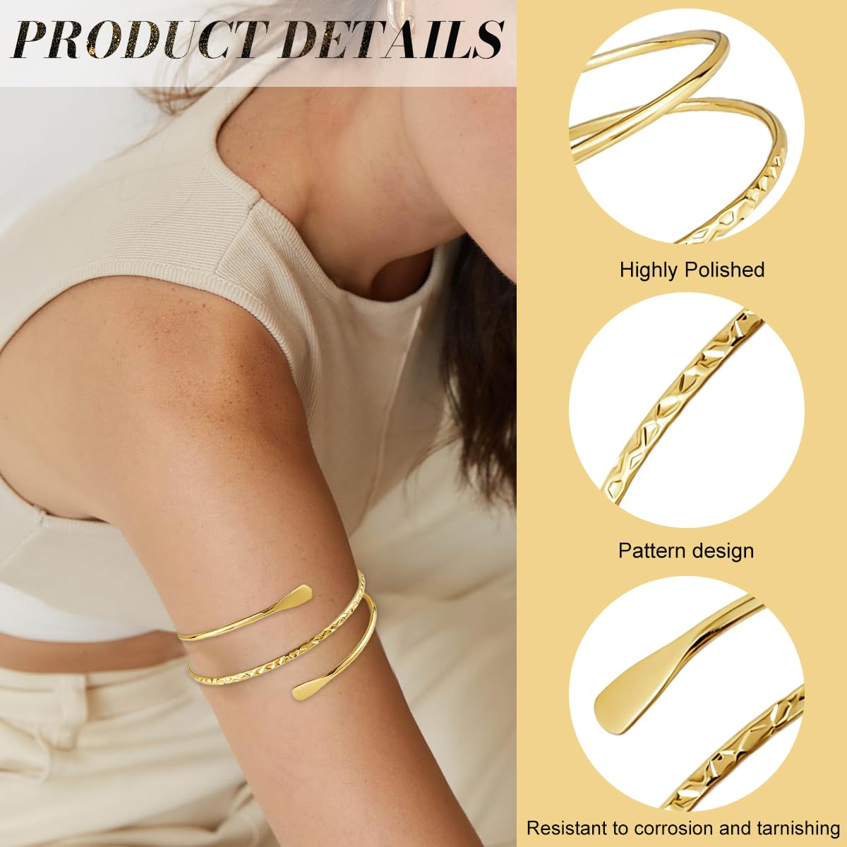 Zibuyu Arm Cuff Bracelet for Women with Adjustable Open-End Design in Nickel-Free Alloy | Elegant Party and Daily Wear Accessory