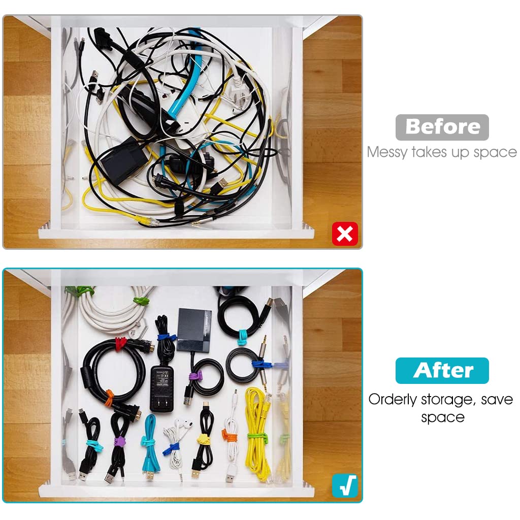 ZIBUYU Cable Organizer for Desk featuring Powerful Magnetic Catch and 9PCS Silicone Ties