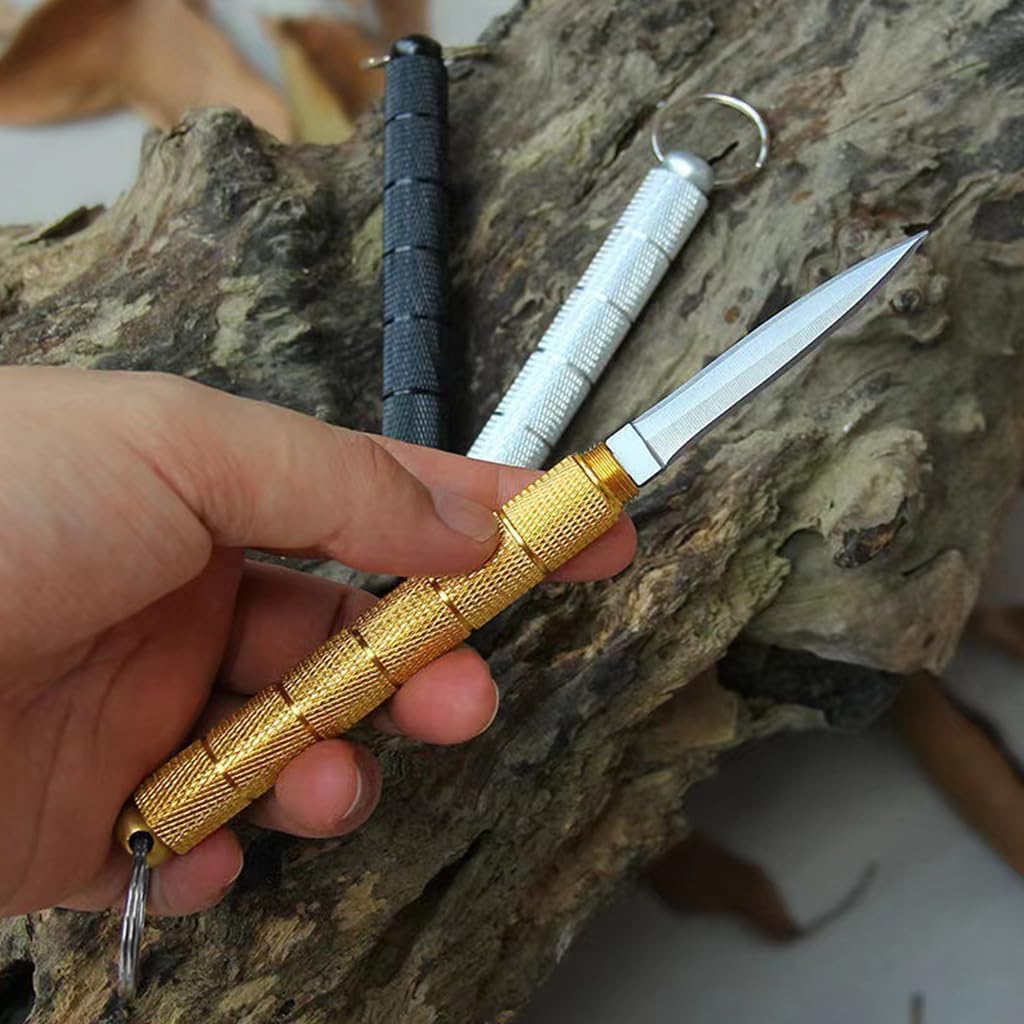 Optifit Portable Window Breaker with Keyring featuring Stainless Steel Design in Gold | Multipurpose Utility Tool