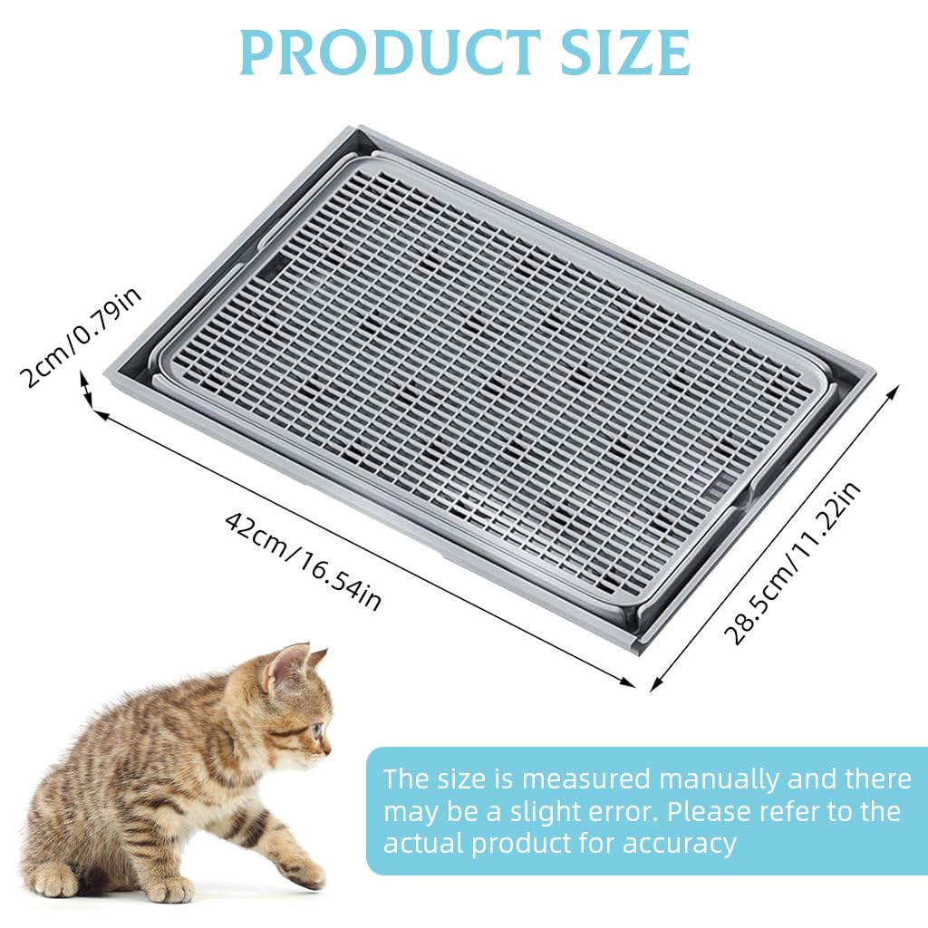 Qpets® Cat Litter Tray, Layer Detachable Cats Litter Box, Mesh Grid Cat Litter Catching Tray for Cat Litter Bin Cat Waste Tray Cat Litter Collection Tray (42cmx28.5cm)