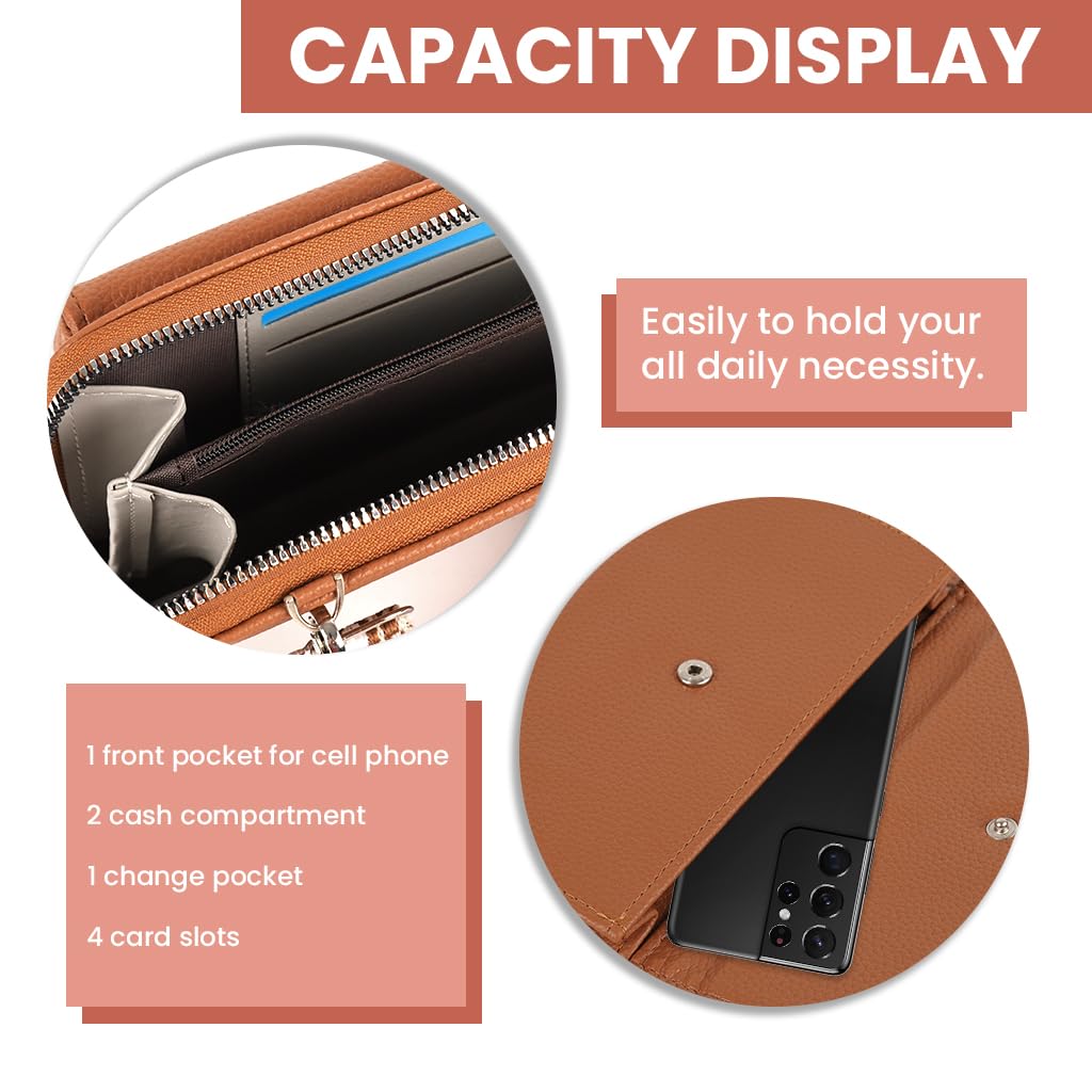 PALAY Women Crossbody Phone Bag with Double Security Zipper and Magnetic Snap | PU Leather Compact 19.5×12×5 cm Sling for Travel and Daily Use