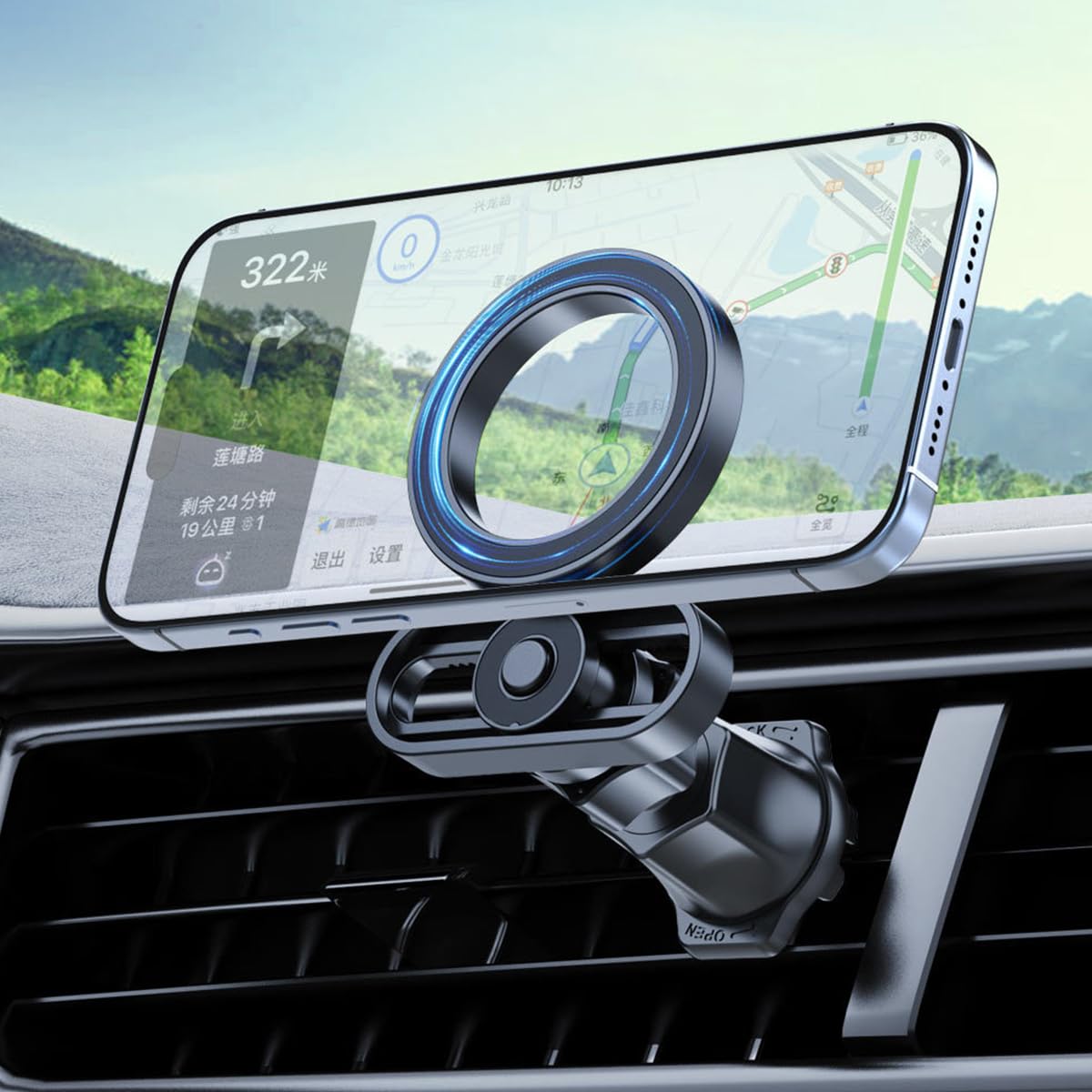 STHIRA Magnetic Phone Holder for Car Air Vent with 360° Rotation and Telescopic Alloy Hook