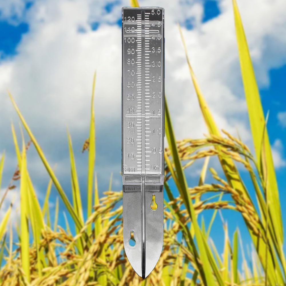 Optifit Rain Gauge for Agricultural Irrigation with 5 in Scale Tube and Ground Stake | Easy Read Plastic Rainfall Measure for Garden and Lawn