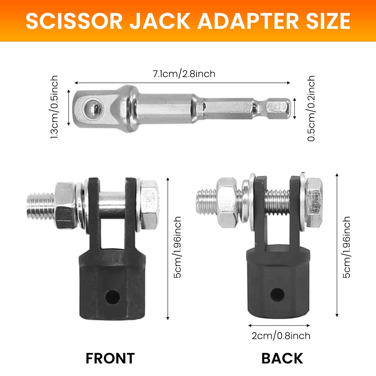 Serplex Scissor Jack Adapter for 1/2 Inch Drive Impact Wrench with Dual Hole Fit | Chrome Vanadium Steel Connector for Car and RV Use