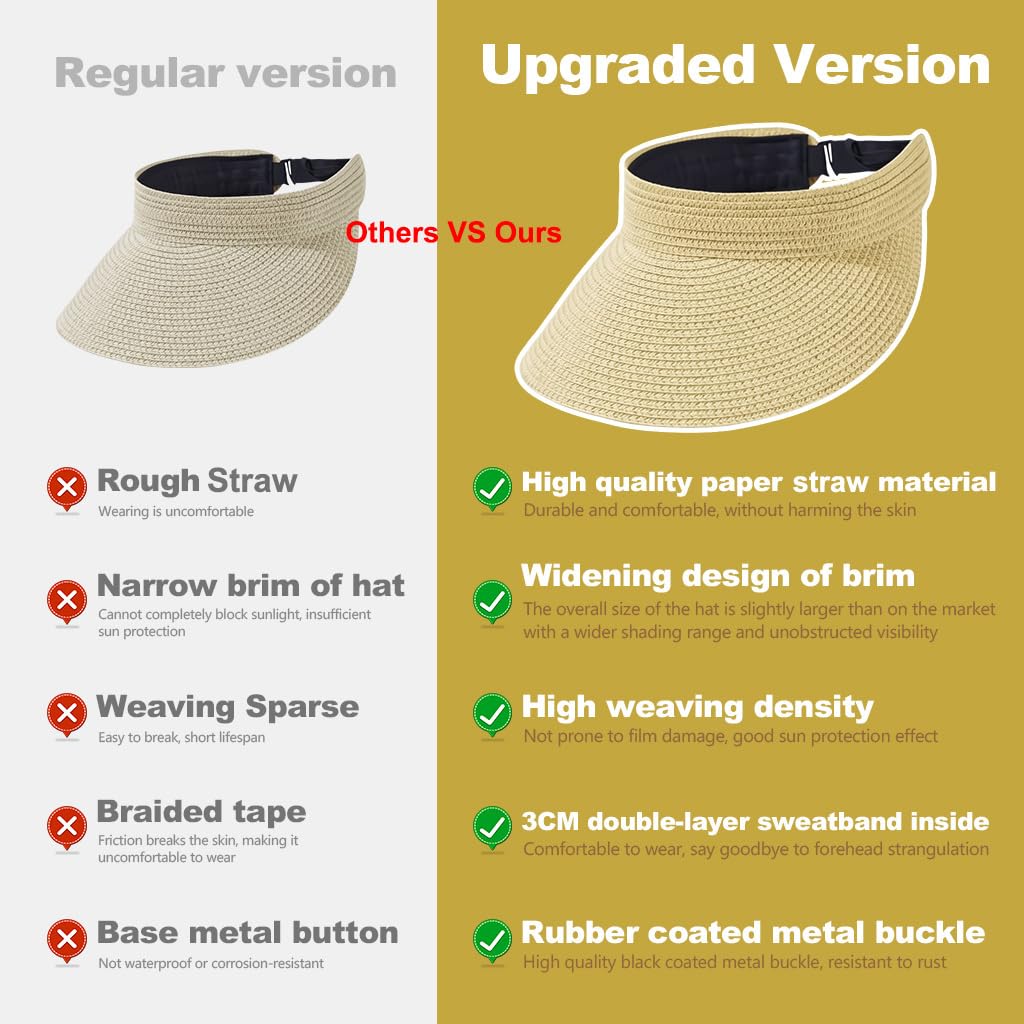 PALAY Straw Hat for Women featuring Wide Brim UV Protection and Adjustable Strap | Beige