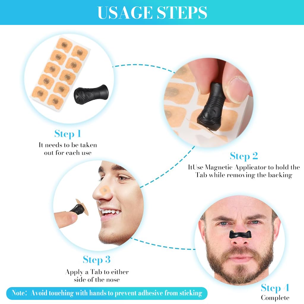 ZIBUYU Breathing Nasal Strip Kit for Snoring Relief with 15 Magnetic Patches | Improves Oxygen Intake