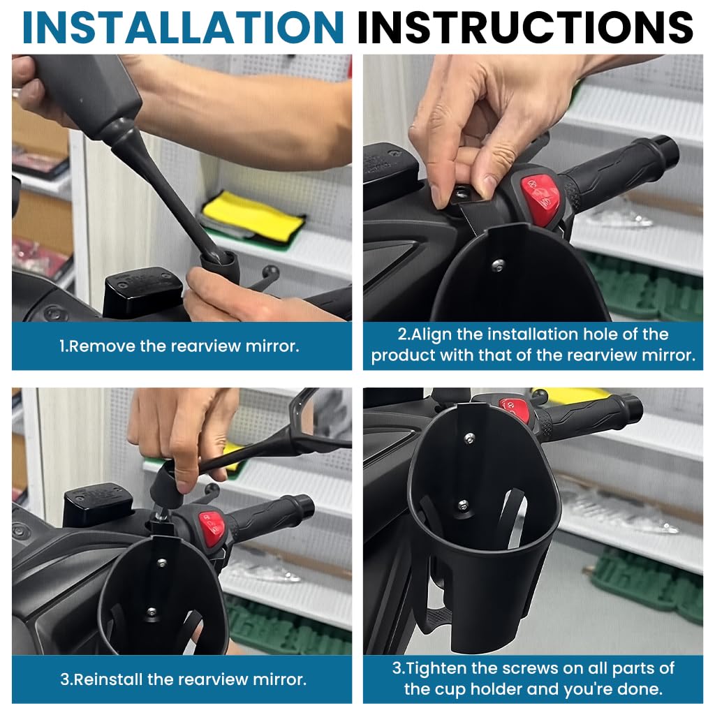 STHIRA Cycle Bottle Holder for Motorcycle Riding with 8.5 cm Wide Opening | Universal Mirror Mount Fit