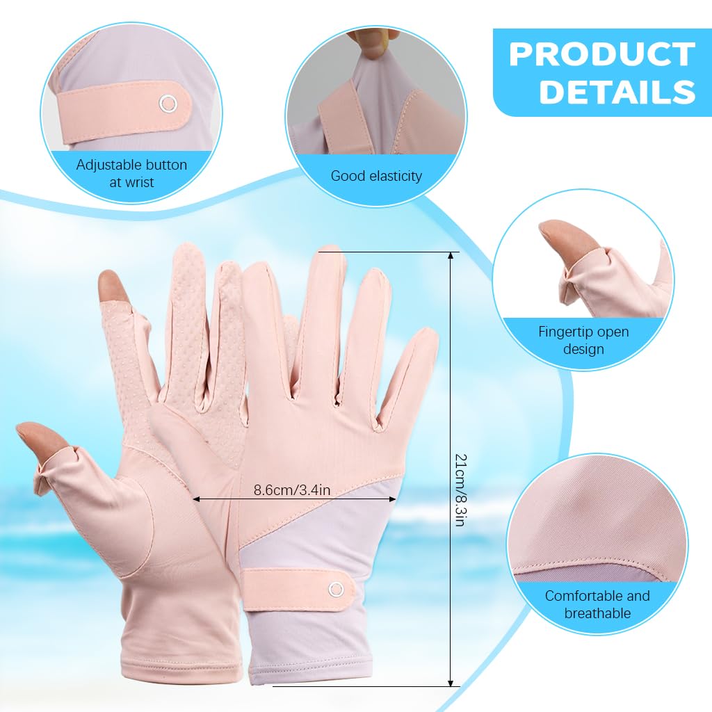SANNIDHI Silicone Gloves for Sun Protection with UPF 50+ Ice Silk Fabric | Pink Womens Cycling and Driving Gloves
