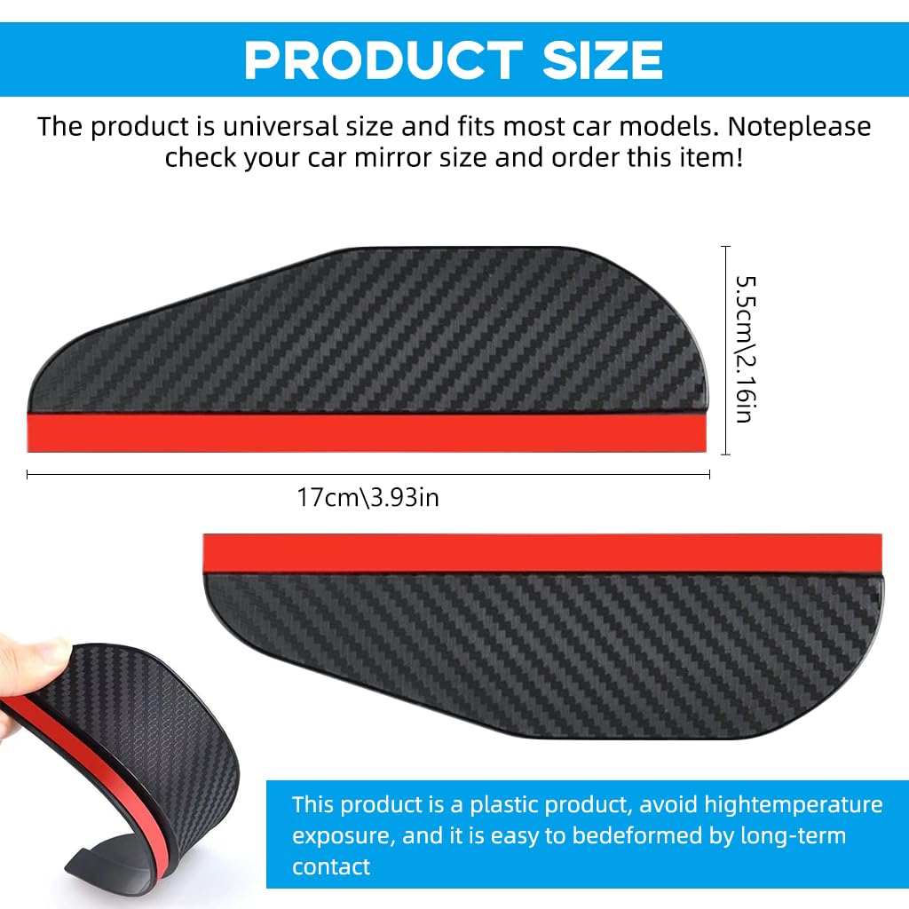 ZIBUYU Car Mirror Rain Protector for Clear Rearview with 16.5×5.5cm PVC Covers | Black