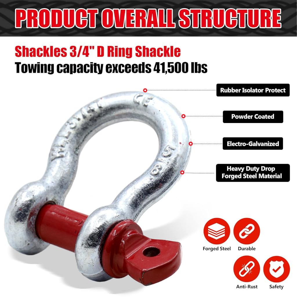 STHIRA Tow Rope for Trucks and SUVs featuring Screw Fixed D Rings | 13ft 18T Nylon Strap