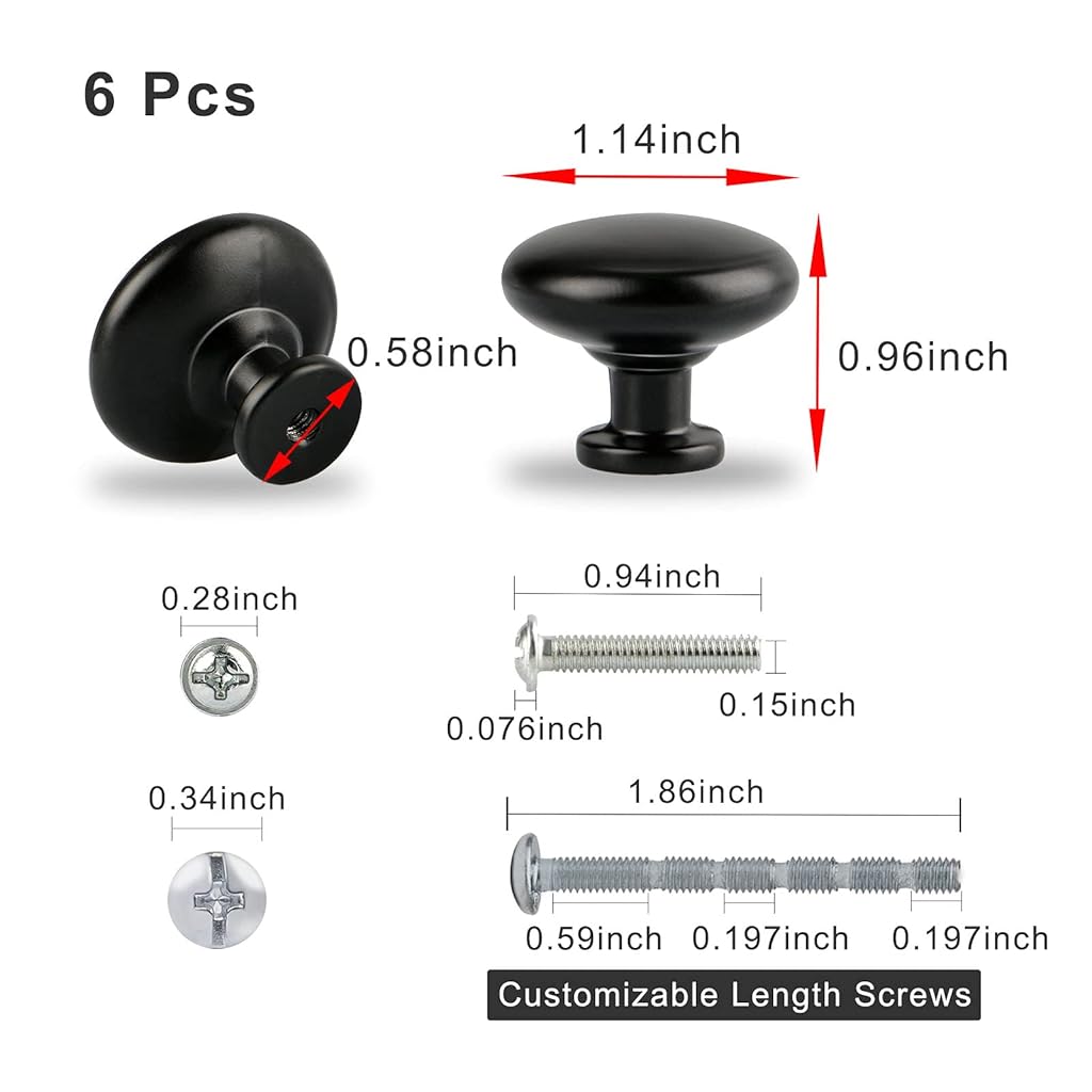 HASTHIP® 18PCS Black Dresser Knobs 30mm Matte Aluminum Alloy Puller Handles for Drawer Rust-Resistant Cabinet with Screws Durable Modern Door Set for Cabinets Closets