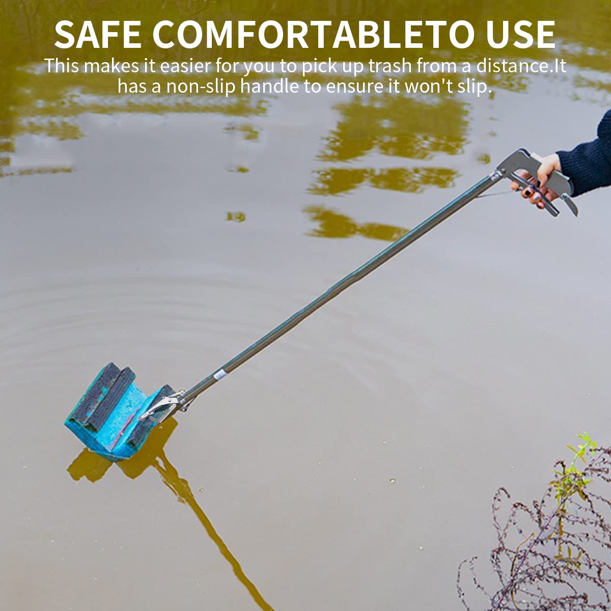 ELEPHANTBOAT Grabber Reacher Tool for Trash Pickup with Safety Lock & 1m Length | Stainless Steel Handle for Elderly