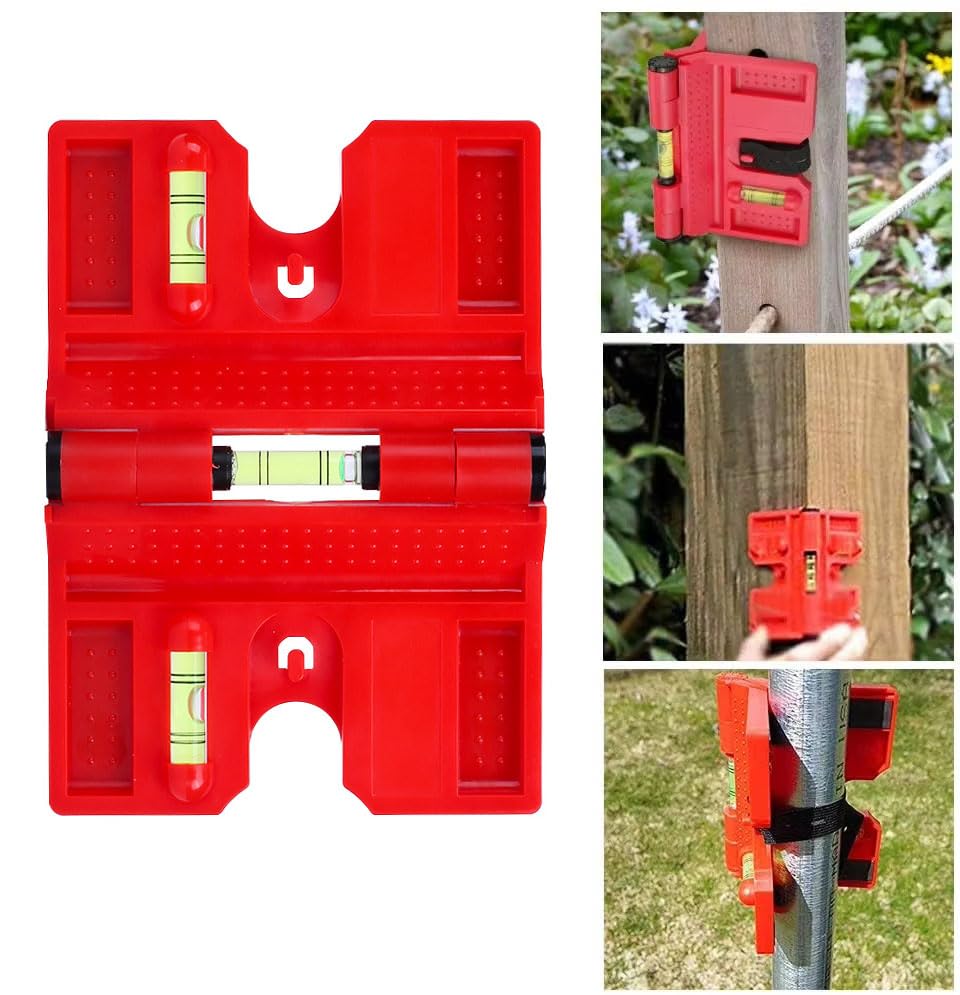 Serplex® Stand Post Level Tool Folding Magnetic Triple Bubble Level with Elastic Straps for Hands-Free Operation, Ideal for Leveling Poles, Posts, and Pipes