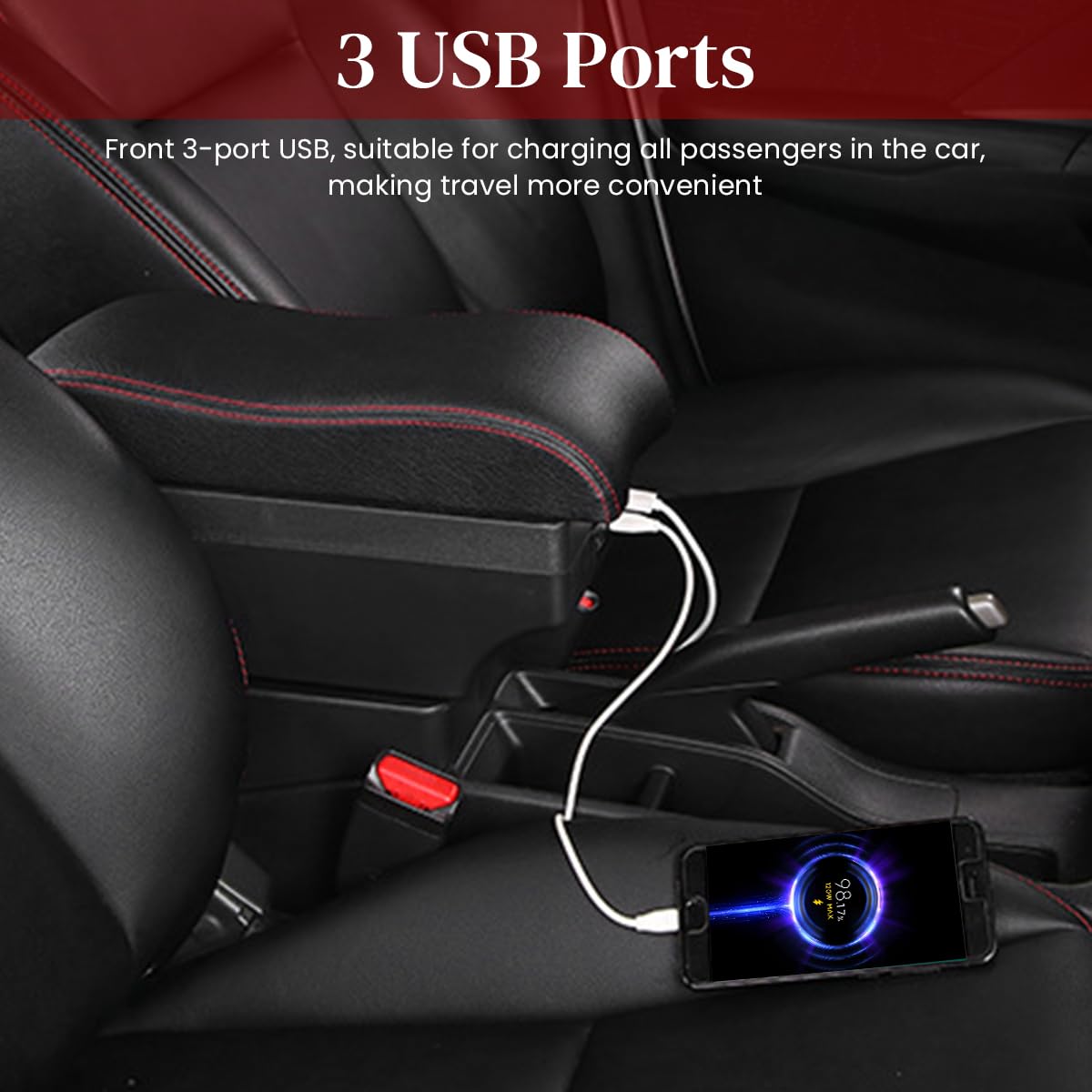 STHIRA Car Arm Rest for Maruti Suzuki Brezza Front Seats with Storage Compartment | Ergonomic Cushion for Added Comfort