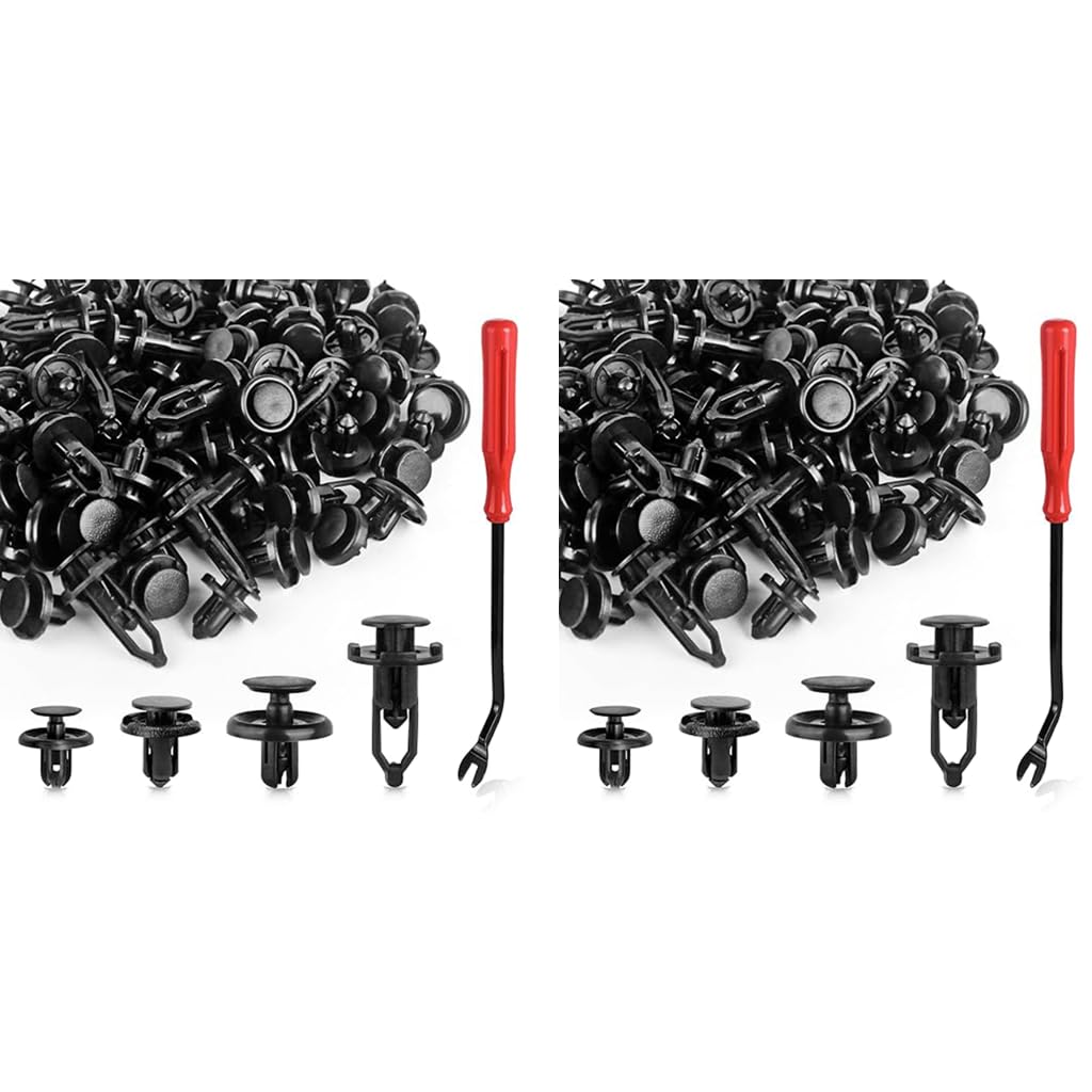 STHIRA Car Rivets Kit for Bumpers and Panels with Trim Removal Tool 120 pcs | Heavy Duty Plastic