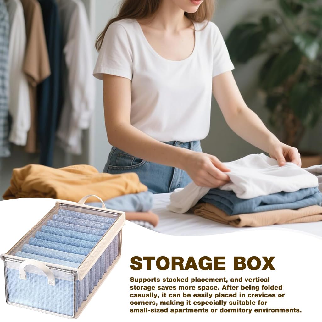HASTHIP Wardrobe Organizer Box for Clothes with Steel Frame and Pull Handles 47x28x20cm | PVC Waterproof Foldable Storage Case