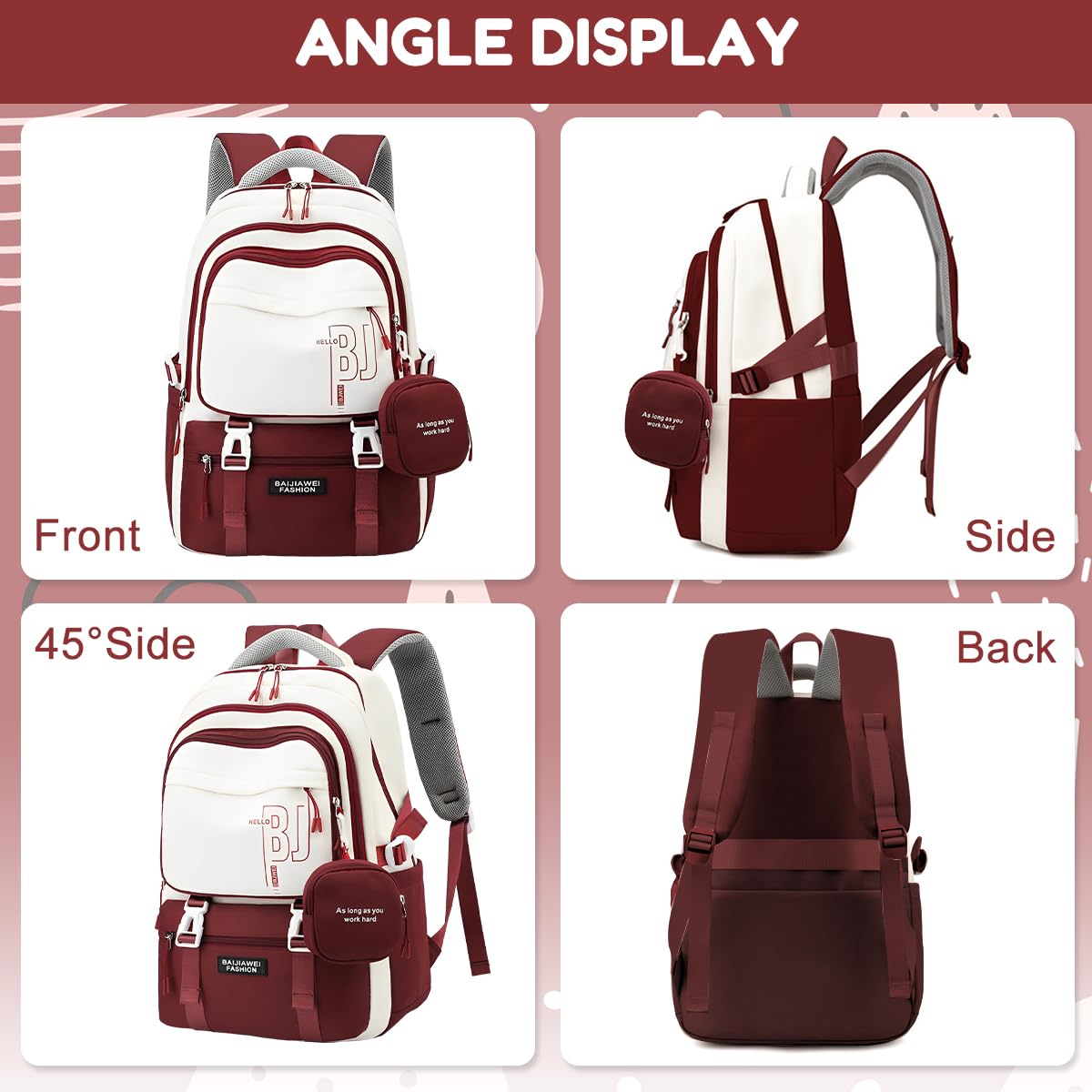 PALAY Girls Backpack for School and Travel with Multi Compartments and Nylon Material | 3 PCS Set