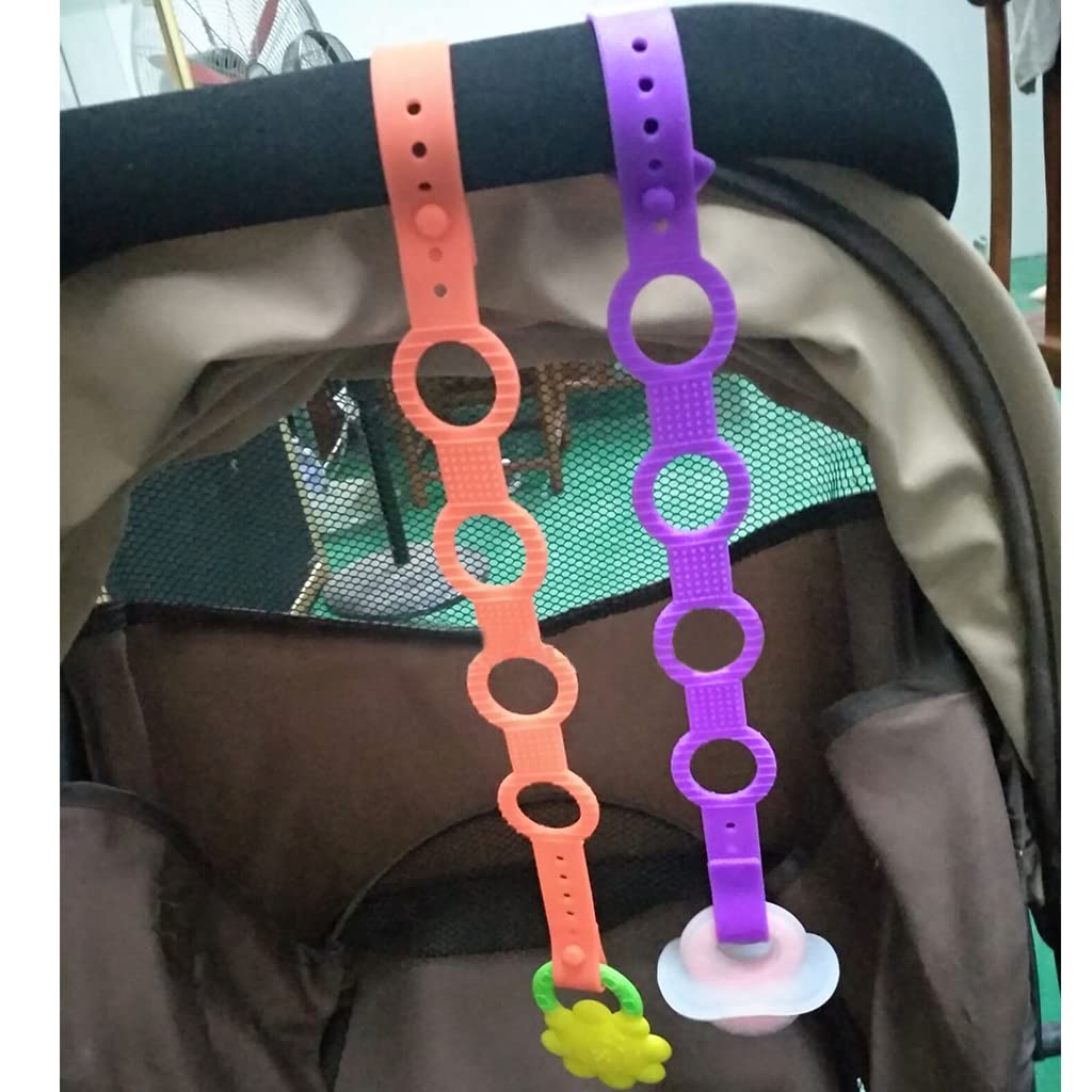 SNOWIE SOFT Pacifier Chain for Baby Strollers with Dual Head Closure Buckles 46cm Silicone Strap | Set of 2