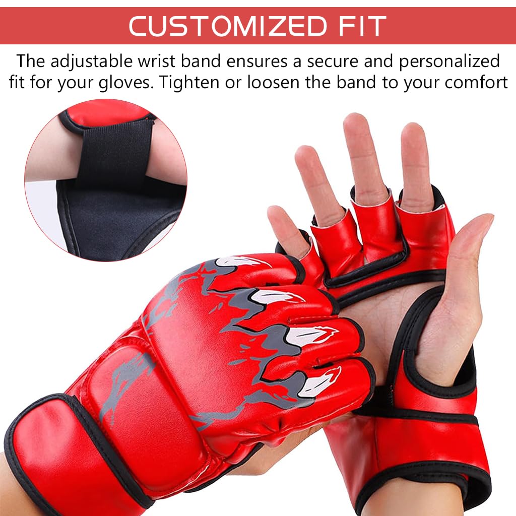 Proberos Boxing Gloves for Training with Adjustable Wristband and 12cm Palm Fit | PU Gloves for Men and Women