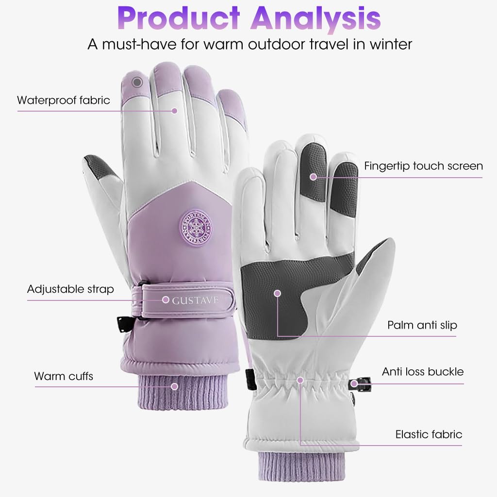 Gustave Winter Gloves for Women featuring Touch Screen Fingertips and 26cm Length | Purple
