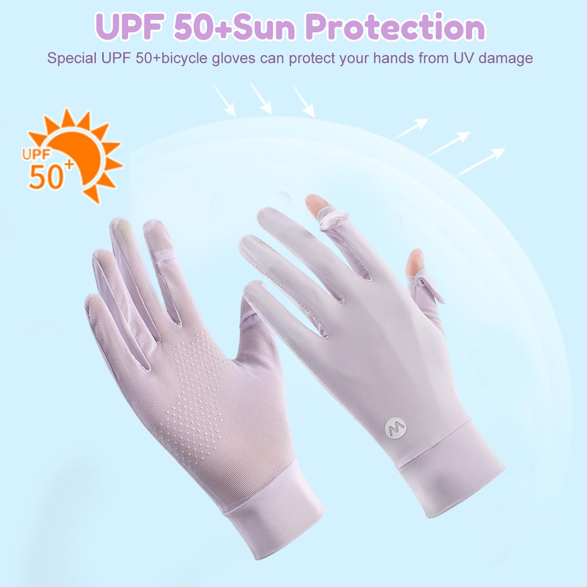SANNIDHI Hand Gloves for Sun Protection with UPF 50+ UV Shield Mesh | Purple 3PCS