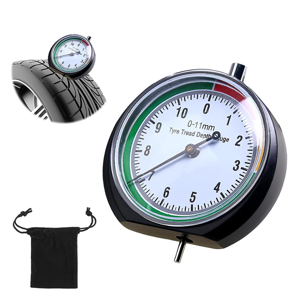 STHIRA Tyre Tread Depth Gauge for Cars and Motorcycles with 0–11mm Dial | Stainless Steel Build