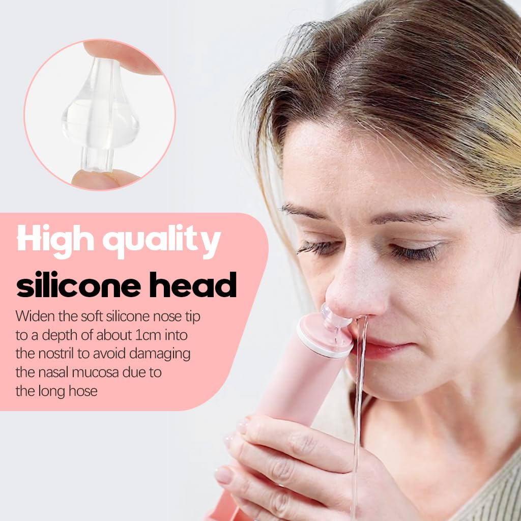 HANNEA Nasal Wash for Sinus Rinse with Soft Silicone Nozzle | 60ml Pink 2PCS Set