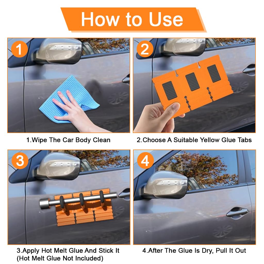 STHIRA Car Dent Puller Hot Glue Gun Kit with 14 Pads and 10 Sticks for DIY Repair | ABS and Metal Construction