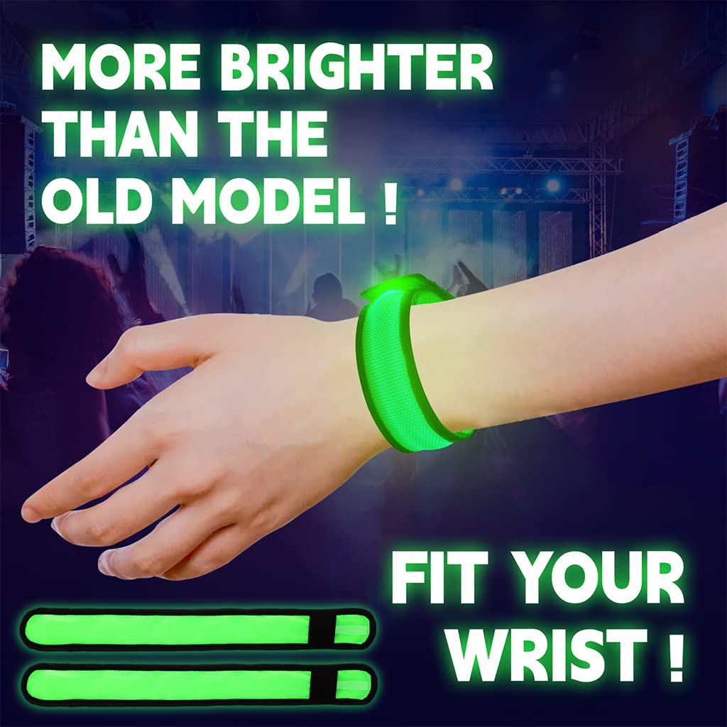 PATPAT Glow in the Dark Bracelet for Party and Night Running with LED Light 2PCS 35cm Green