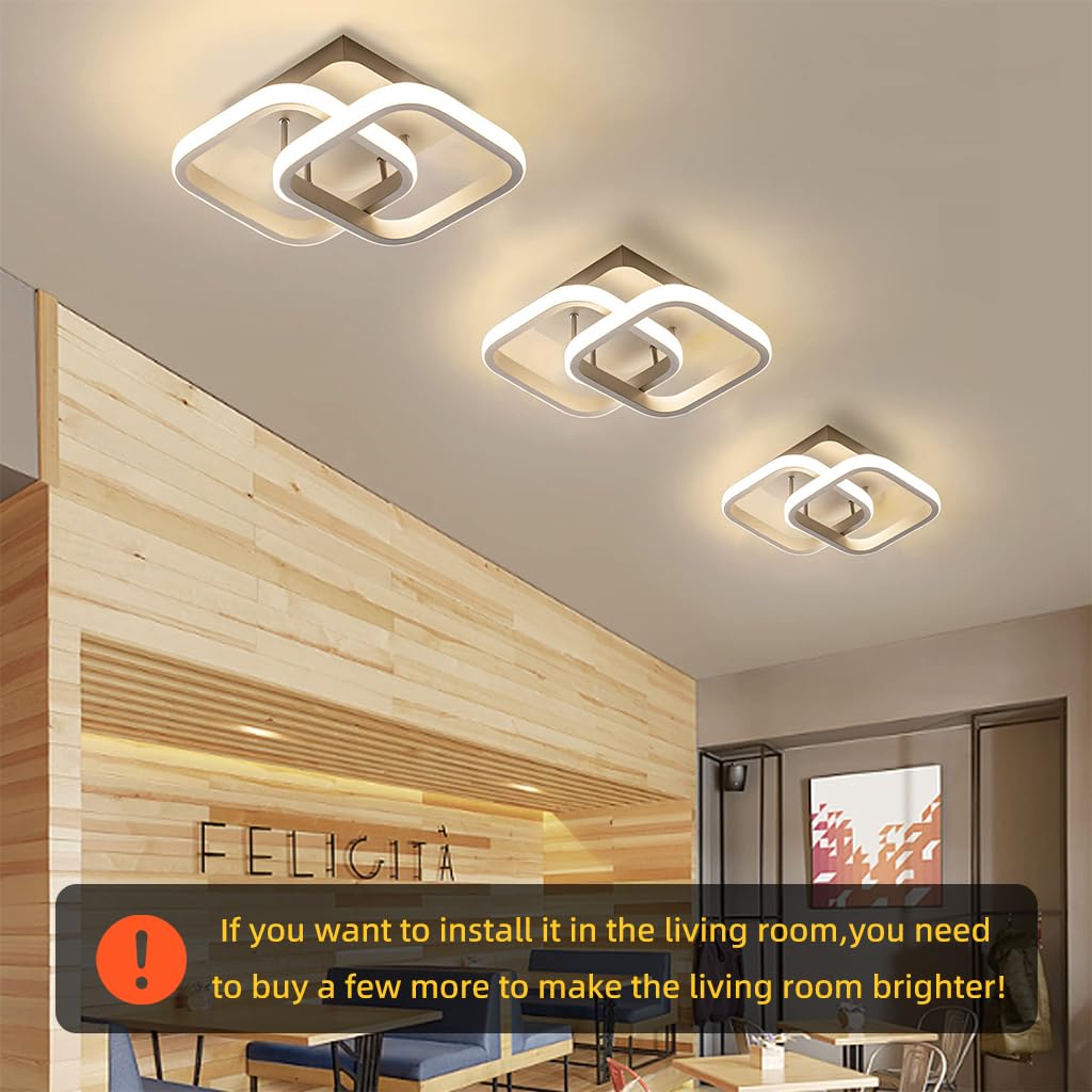 ELEPHANTBOAT LED Drop Ceiling Lights for Bedrooms and Living Rooms with 24W Curved Design | Metal Flush Mount with Remote Control