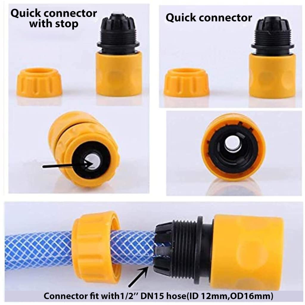 HASTHIP 3Pcs Hose Quick Connectors and 1Pcs Waterstop Connector, Water Pipe Fast Fitting Connector Tap Adapter for Hose Pipe Female Adapter Water Sparyer and Standard Hose Pipe Fitting