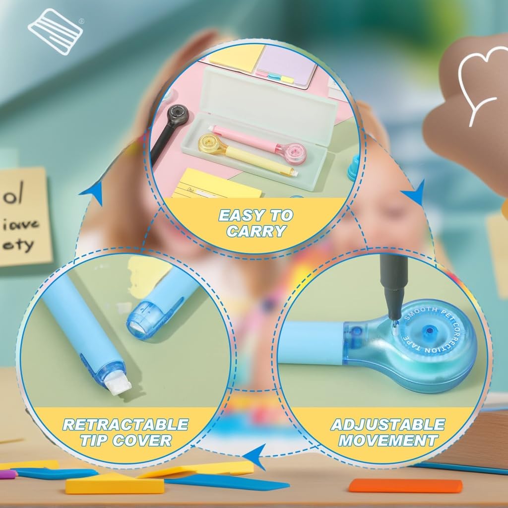 ZIBUYU Correction Tape for School and Office with Bonus Refill | Smooth Blue Design