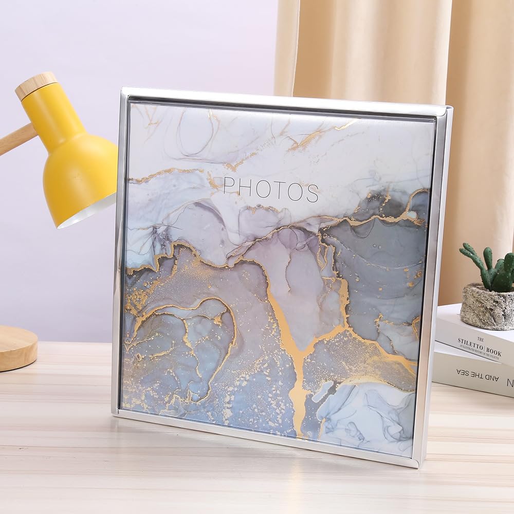 HASTHIP® Big Size Photo Albums 14x13 40 Pages (20 sheets) Pictures Mini Capacity Leather Photo Book Pockets Set, Each Pack holds 50 Top Loader Vertical Pictures for Family Baby Kids Boy