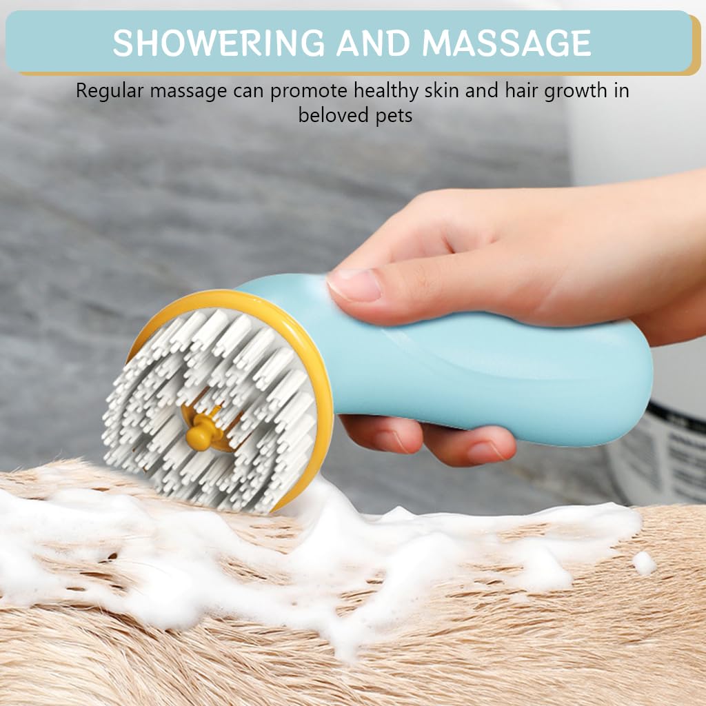 Qpets® Dog Brush for Hair, Pet Dog Grooming Brush, 2 in 1 Dog Bath Scrubber with Shampoo Dispenser, Soft TPR Bristles Dog Brush Massage Pet Bath Brush for Dogs & Cats